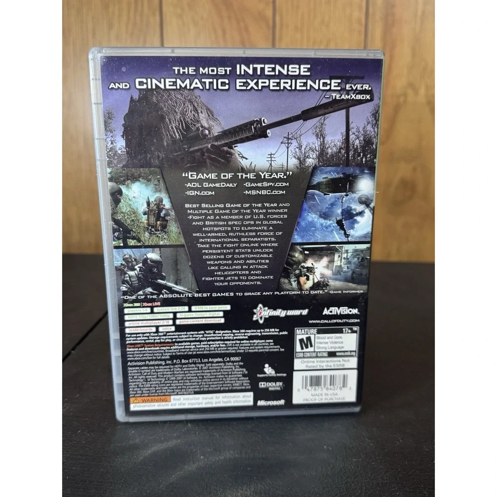 Call‎ of Duty 4: Modern Warfare Xbox 360, 2007) CIB Disc Is Near Mint W/Manuel